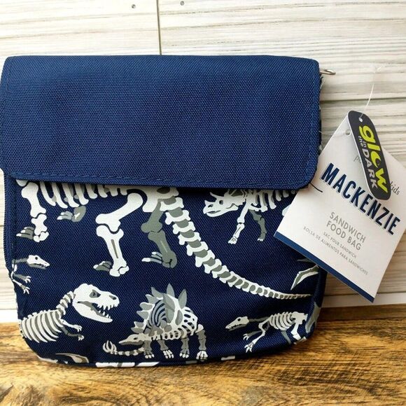 Pottery Barn Dinosaur Sandwich Bag Dino Bones Glow Dark School Boy Lunch… - Picture 1 of 3